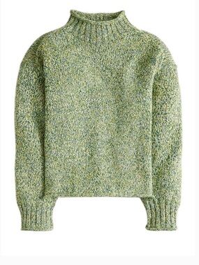 NWT J. Crew 2025 Rollneck sweater in Marled Green Size Small Sold out